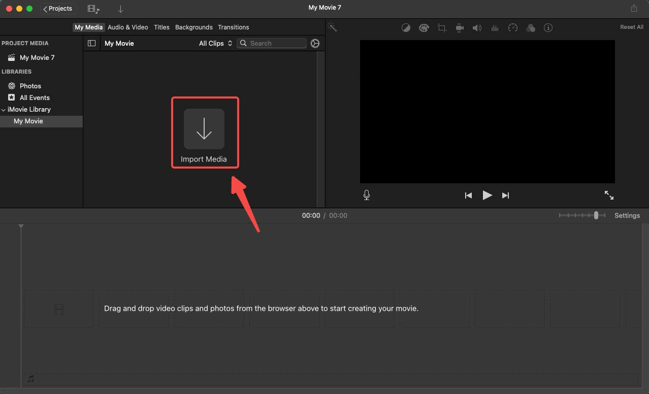 Импортируйте файлы в iMovie