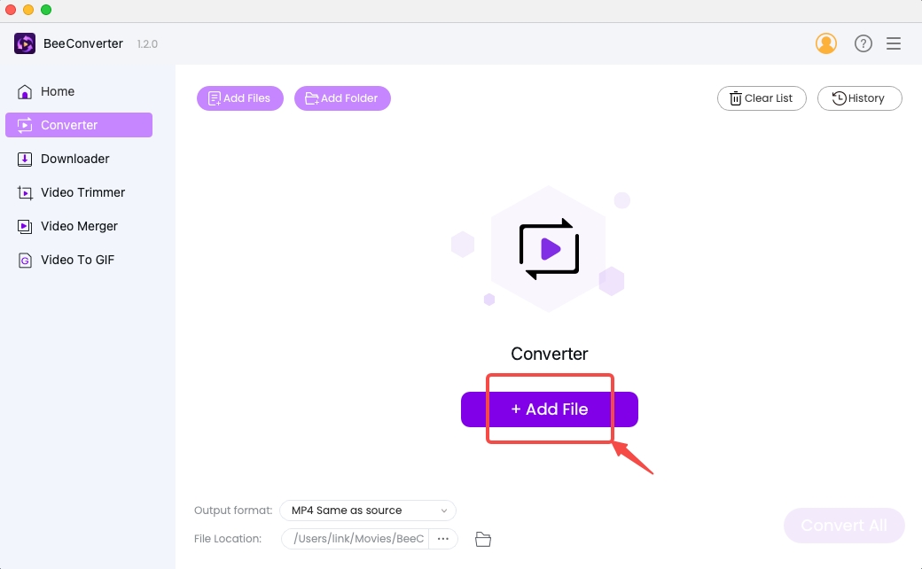 Ajouter des fichiers sur BeeConverter