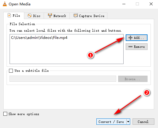 Add files to VLC