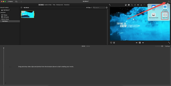 Select Export File on iMovie