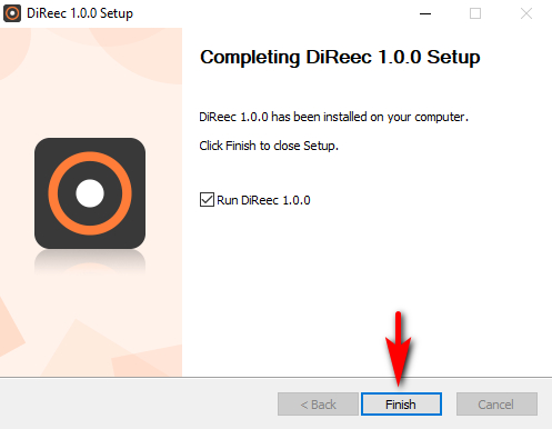 Завершите установку DiReec