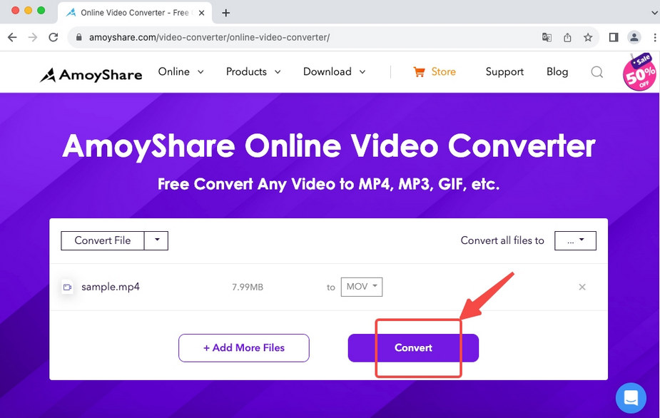 Click the convert button on AmoyShare