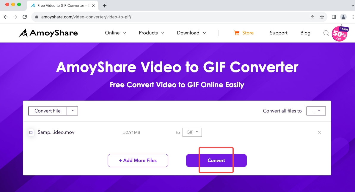 Превратите видео в GIF на AmoyShare