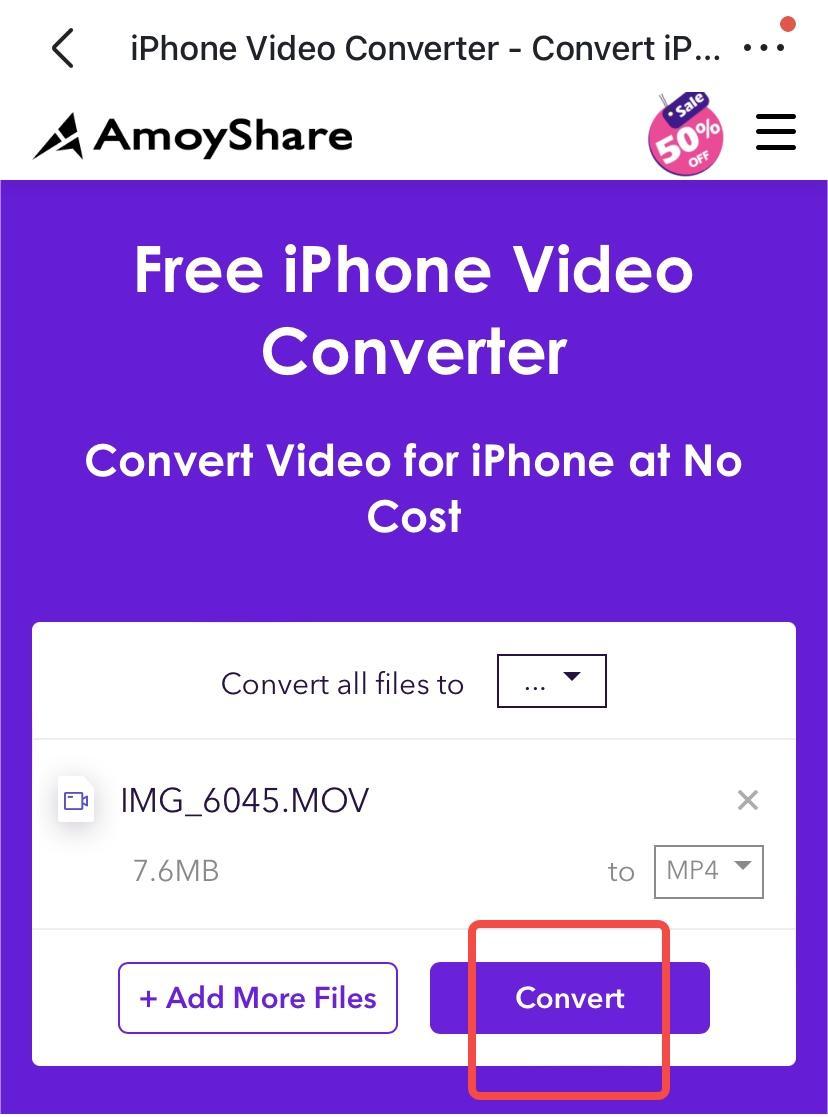 Converta iPhone MOV para MP4 on-line