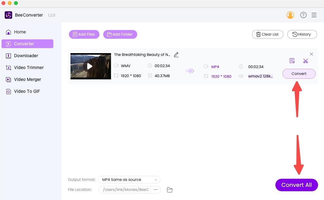 BeeConverter で iMovie 形式に変換する