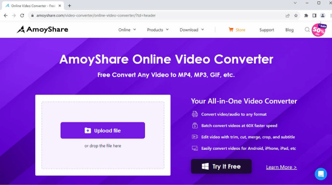 Conversor de vídeo online gratuito AmoyShare