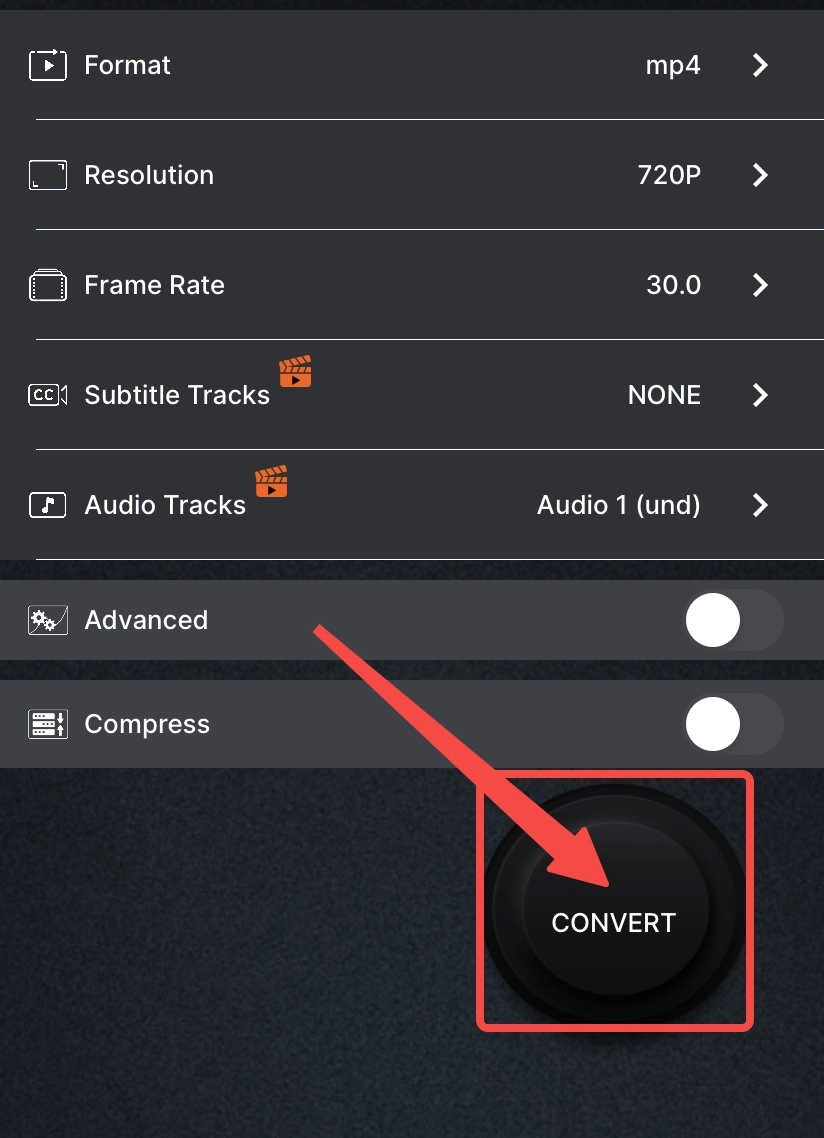 Press the convert button to kick start