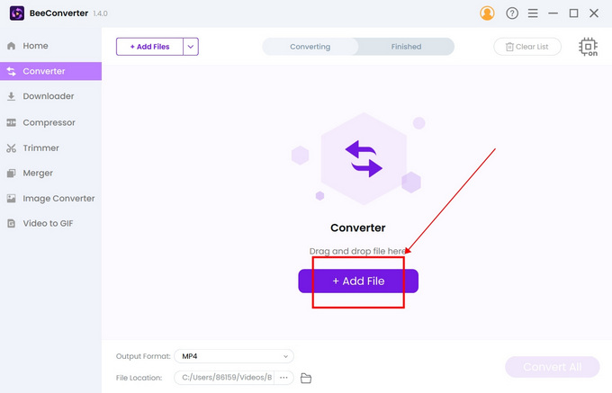 Ajouter des fichiers sur BeeConverter