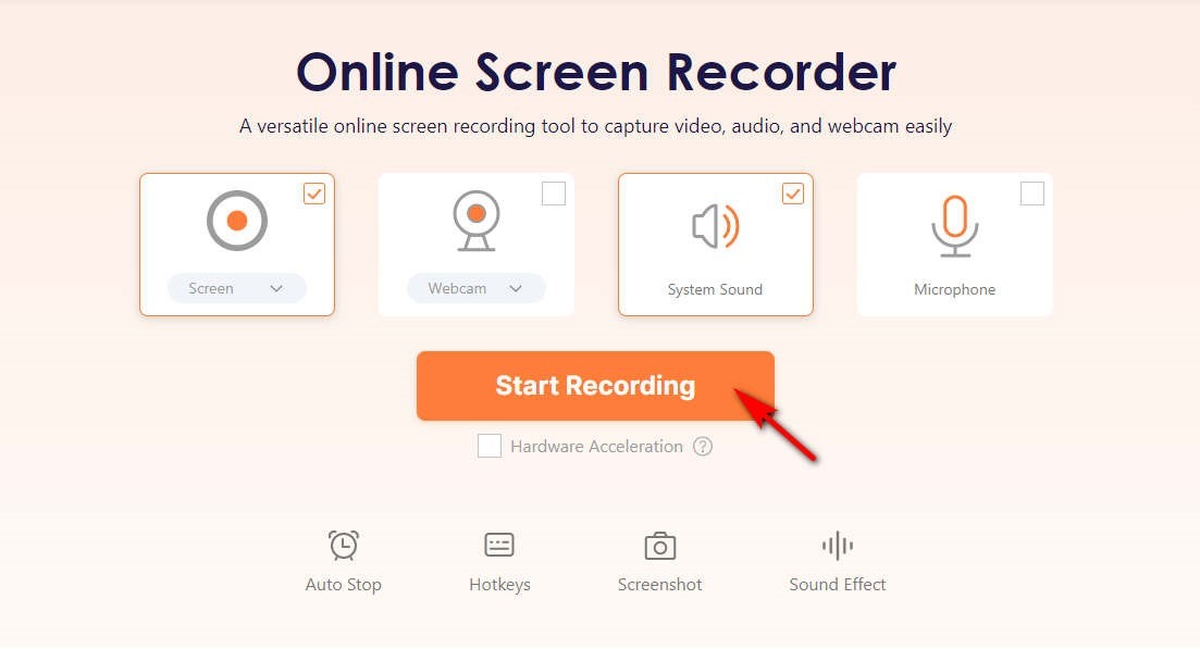 Click start recording button to record