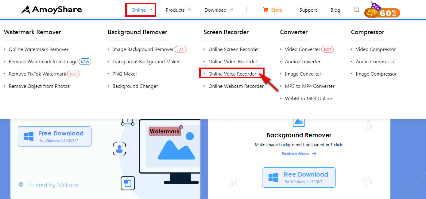 Registratore vocale online AmoyShare