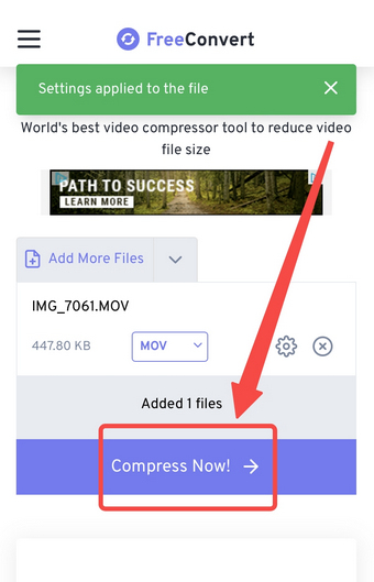 Start to compress video files online