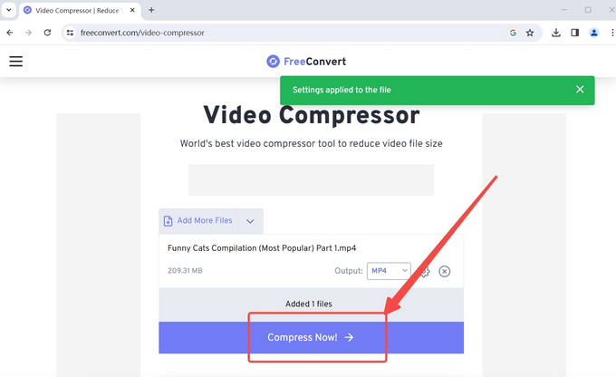 Start to compress video online