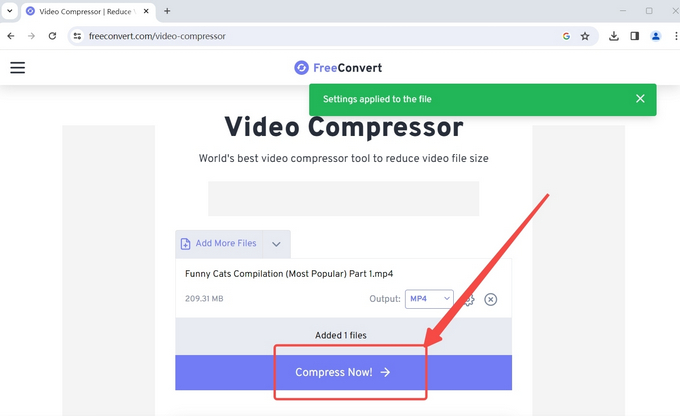 Comece a compactar vídeo online