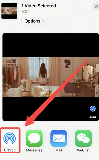 Choose AirDrop as the sharing tool