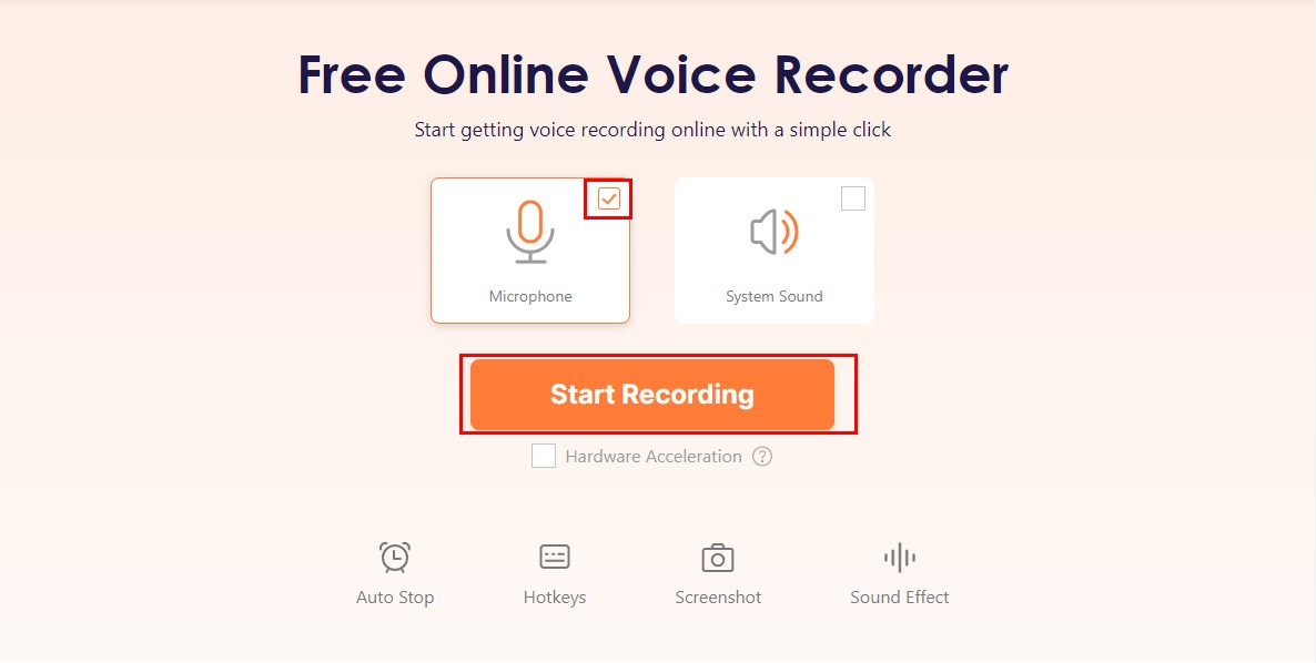 Select the source of the audio on AmoyShare Voice Recorder