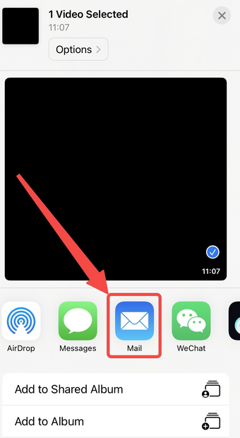 Choose Mail as the sharing tool