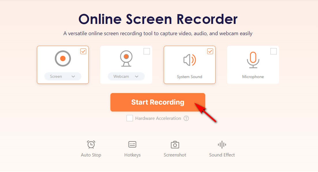 Click start recording button to record