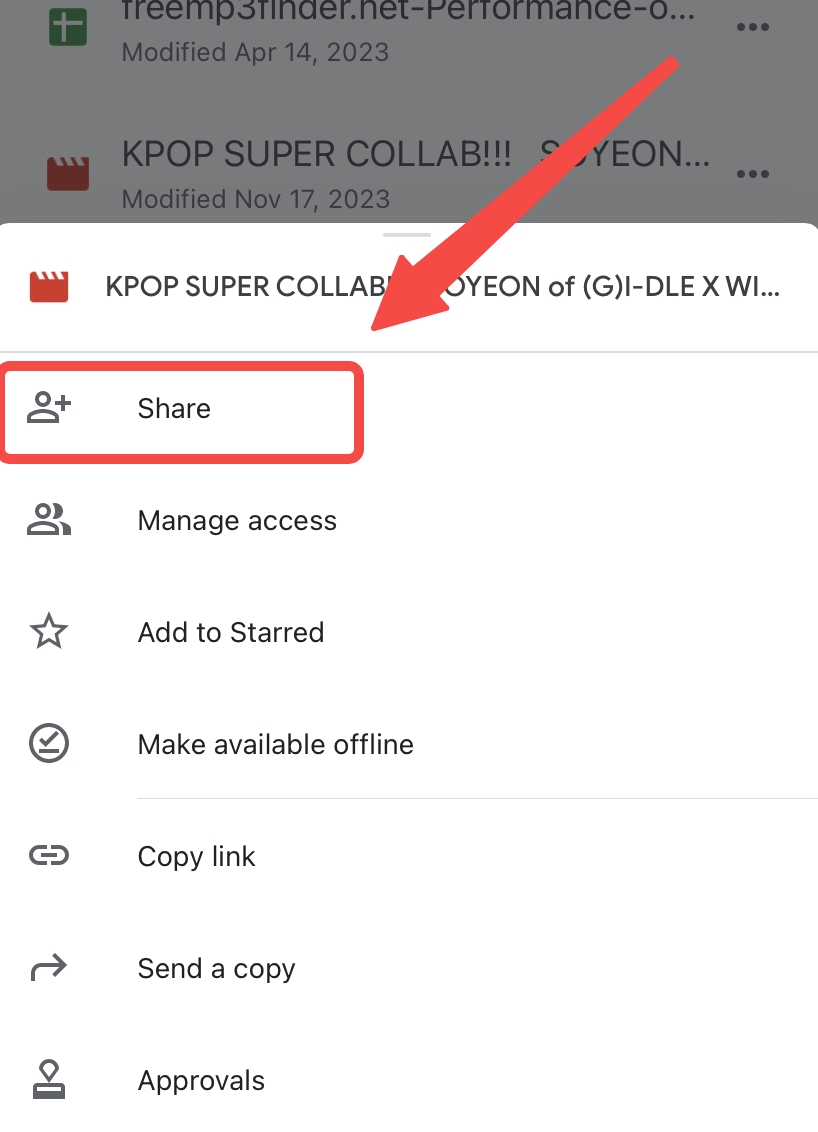 Click the share function to send the video
