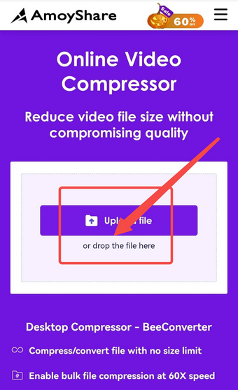 Import files to AmoyShare Online video compressor