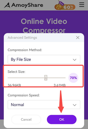 Salve as configurações de compactação no Compressor AmoyShare