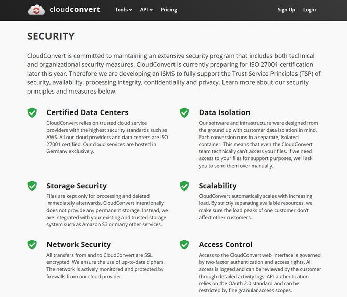 Sicherheitsprofil von CloudConvert