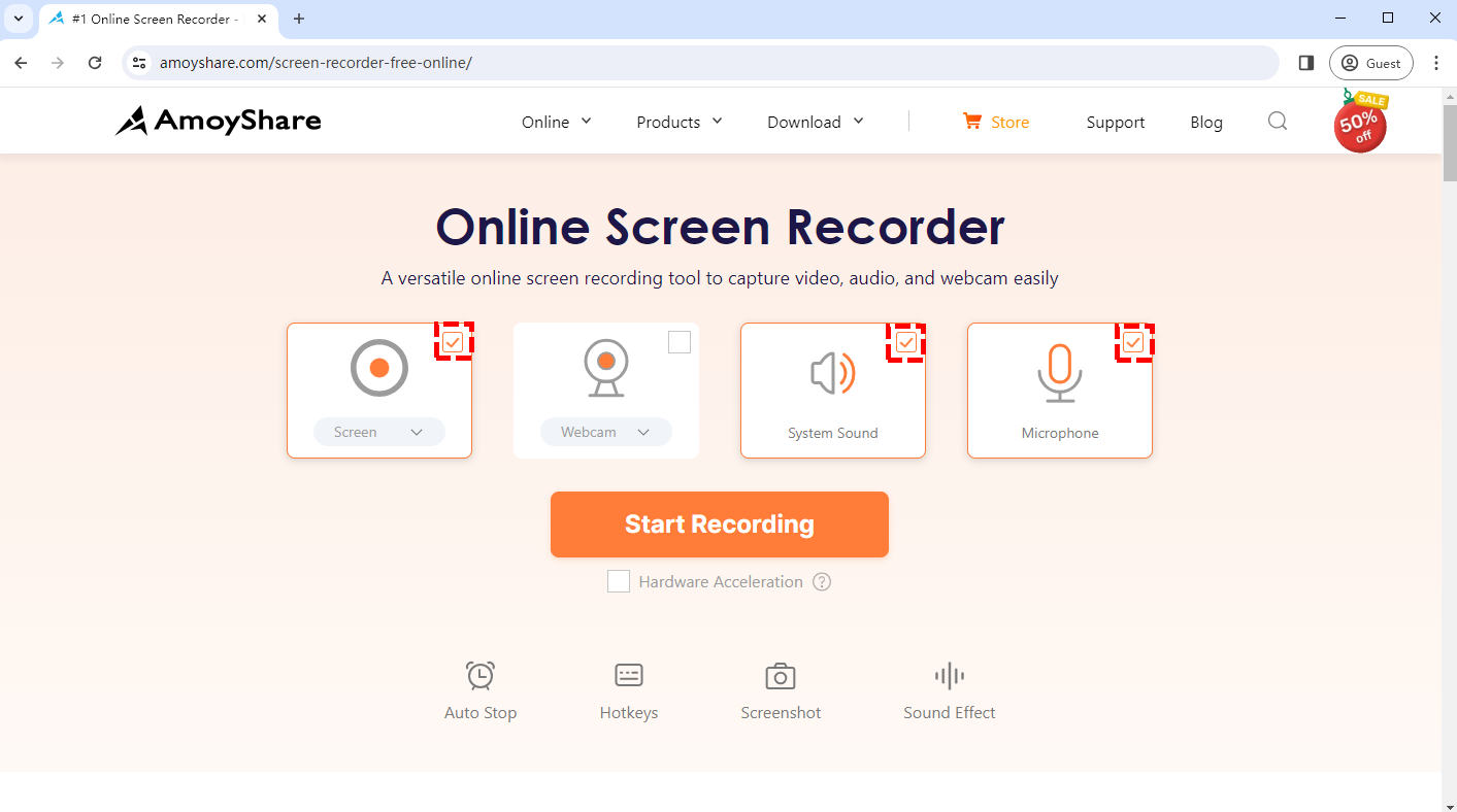 01 Select the window on AmoyShare Screen Recorder