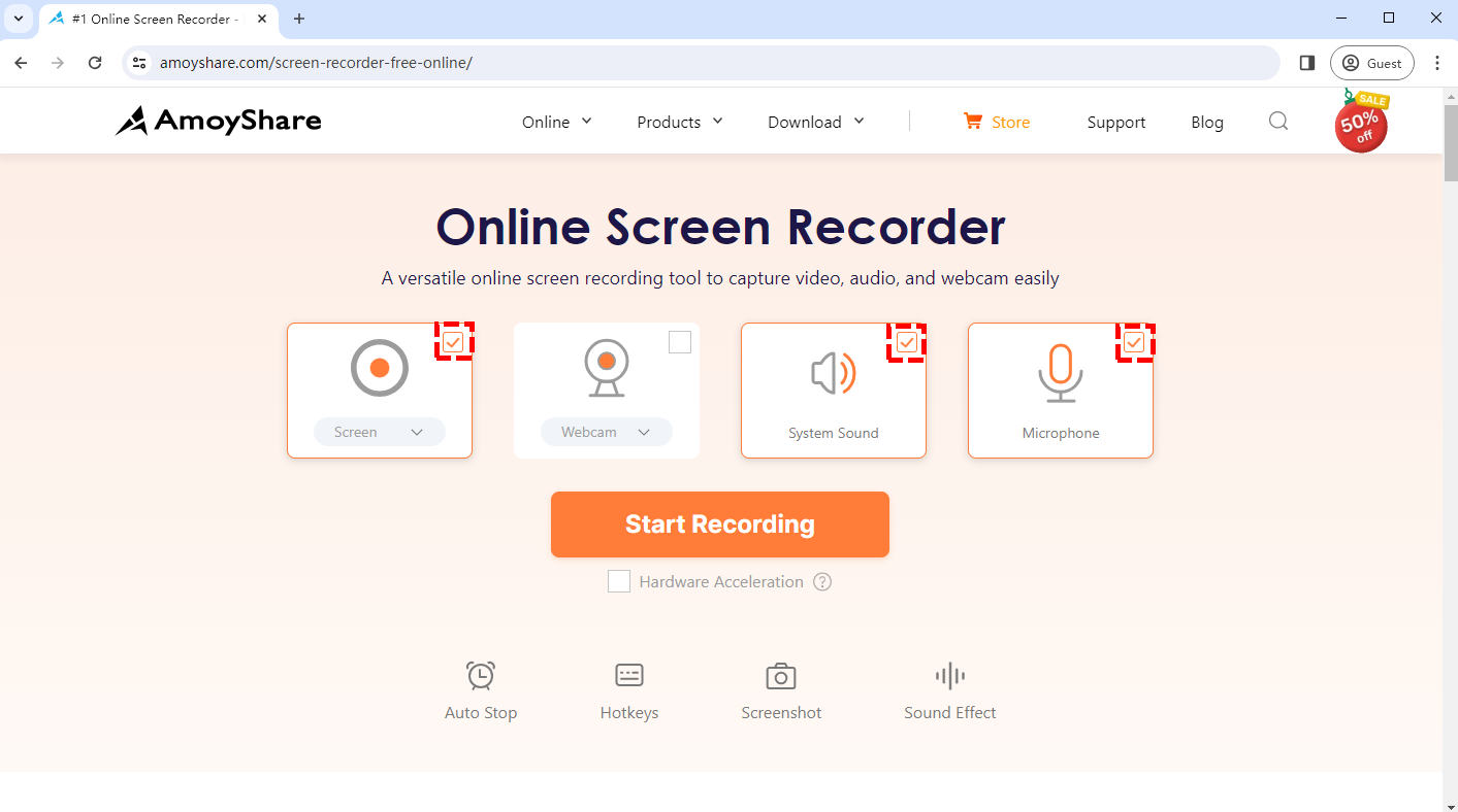 01 Seleziona la finestra su AmoyShare Screen Recorder