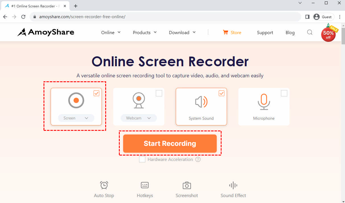 Seleziona la finestra su AmoyShare Screen Recorder