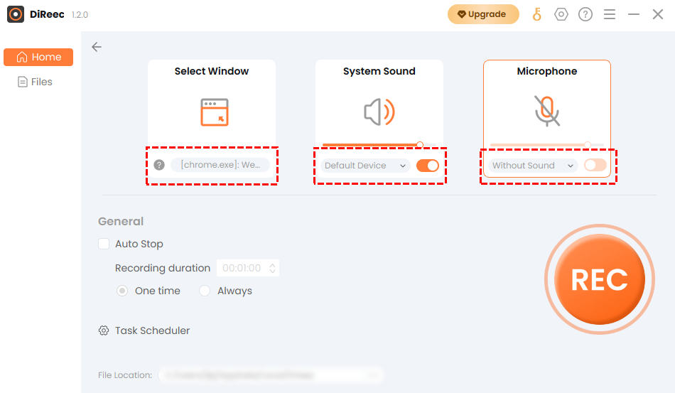 Use DiReec Screen Recorder