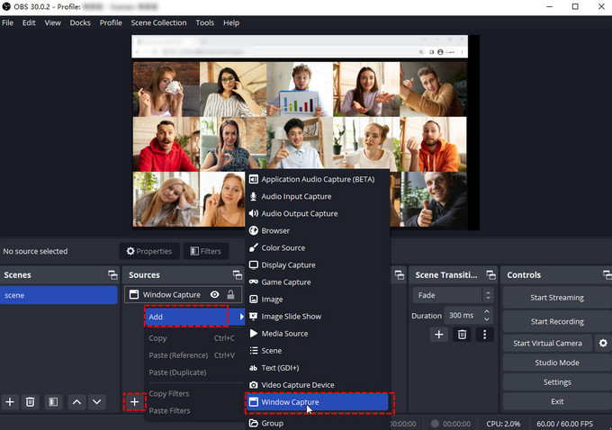 Adding Add Window Capture on OBS