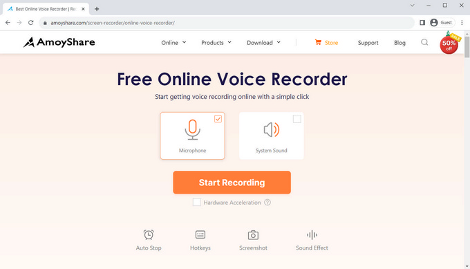 Enregistreur vocal en ligne AmoyShare
