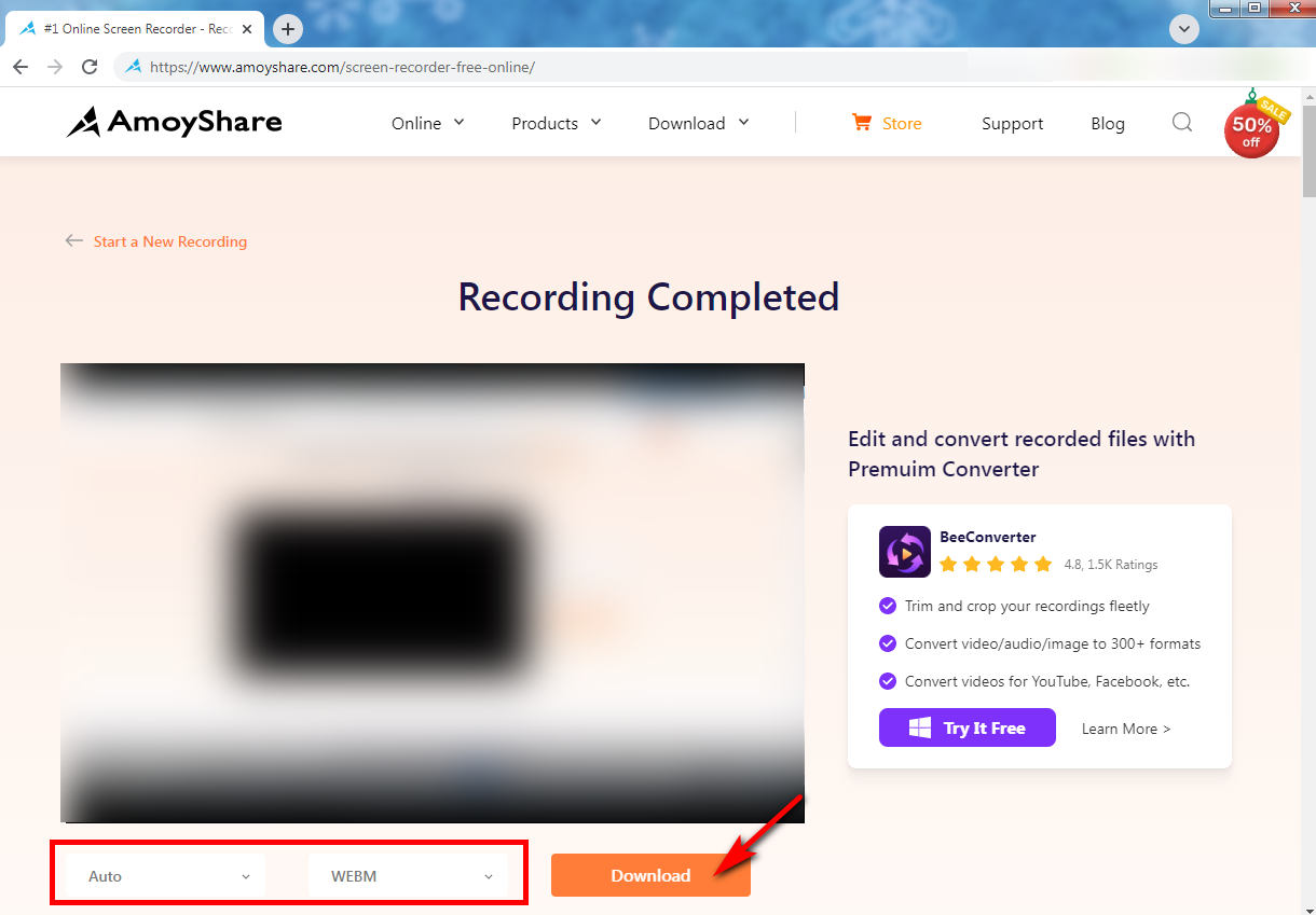 Press Download to save the GoToMeeting recording