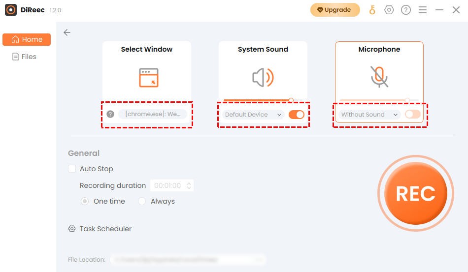 Use DiReec Screen recorder