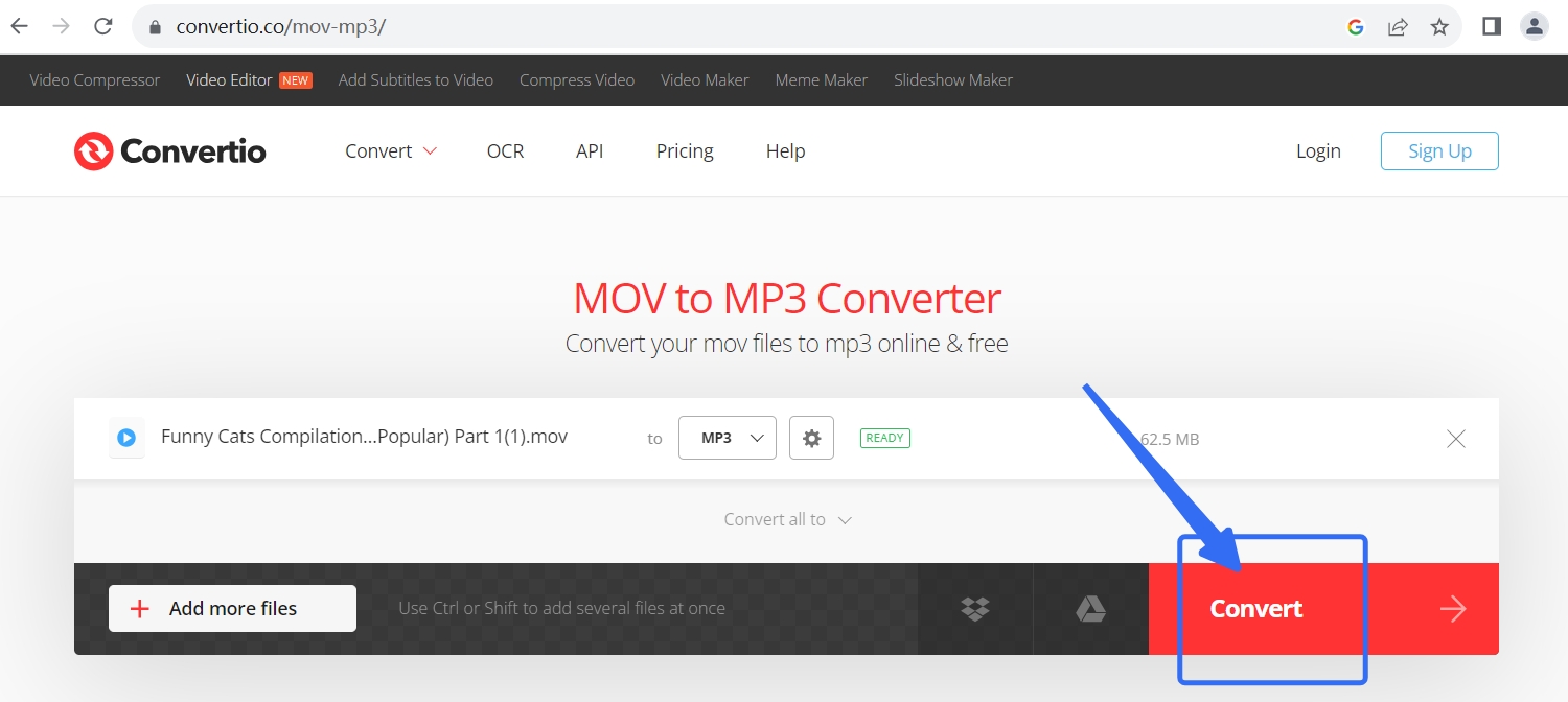 Start to convert to MP3 online