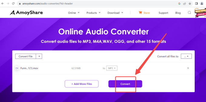 Comece a converter .mov para .mp3 online