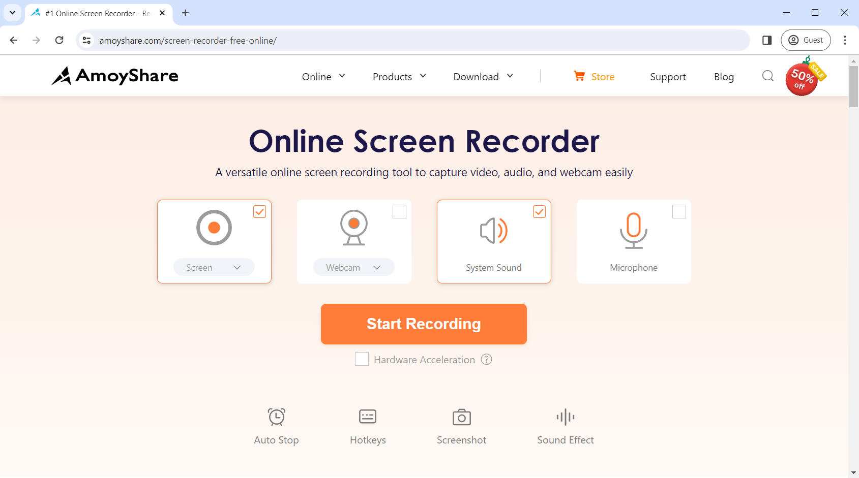 AmoyShare 온라인 스크린 레코더