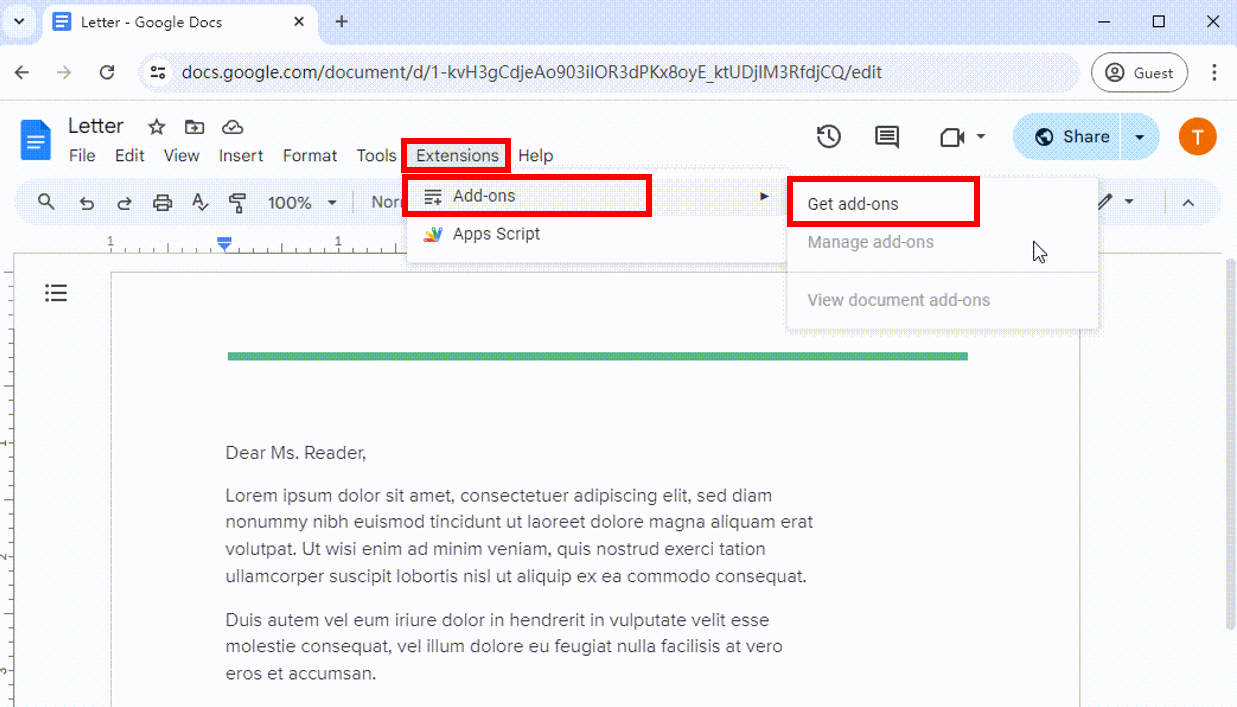 Add a signature add-on in Google Docs