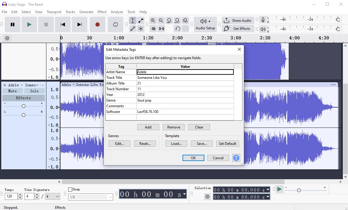 08 Audacity Editor de metadatos WAV