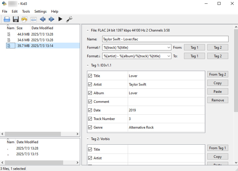 08 Kid3 FLAC tag editor