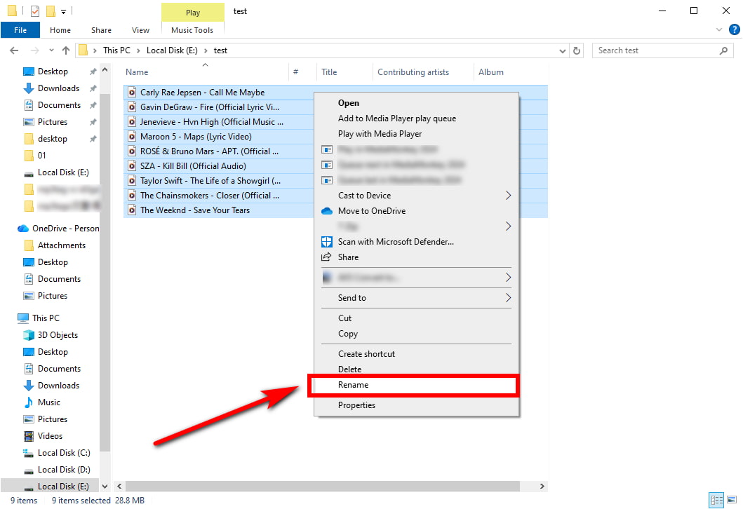 05 انقر فوق إعادة التسمية
