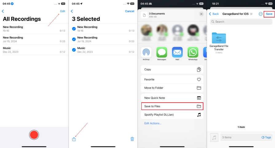 Trasferisci file su GarageBand